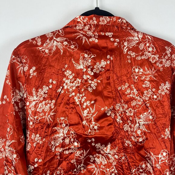 Coupe Top Blouse Size L Brown Floral 3/4 Sleeve Button Up 100% Polyester - Picture 7 of 9